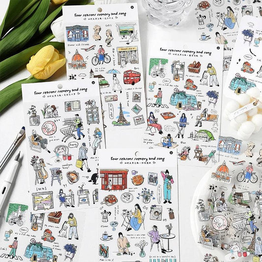 Four season scenery and song series sticker - Journal Carnival