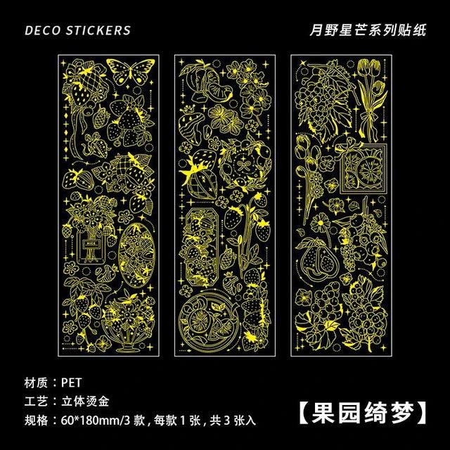 Floral bronzed pet stickers - Journal Carnival
