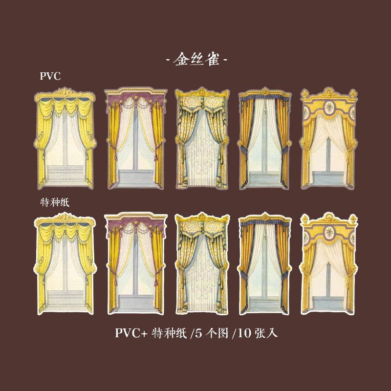 Vintage Curtain literary Handbook Sticker - Journal Carnival
