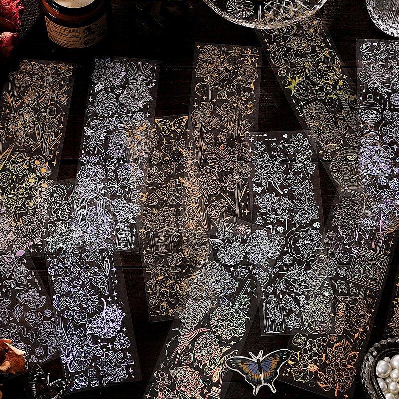 Floral bronzed pet stickers - Journal Carnival