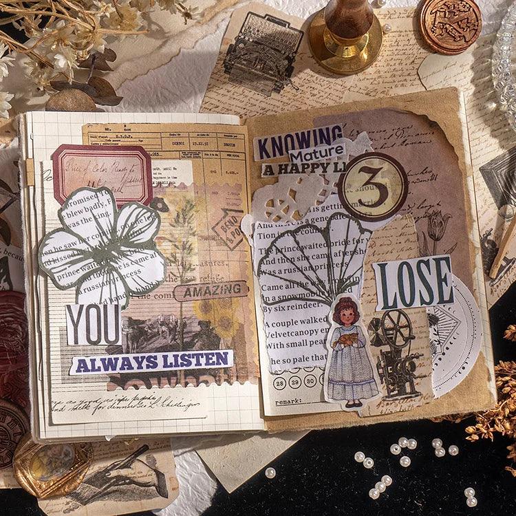 Vintage Old Book Journal Material Washi Sticker - Journal Carnival