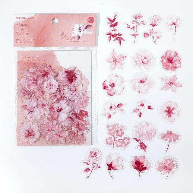 Retro Dense Diary Flower Stickers - Journal Carnival