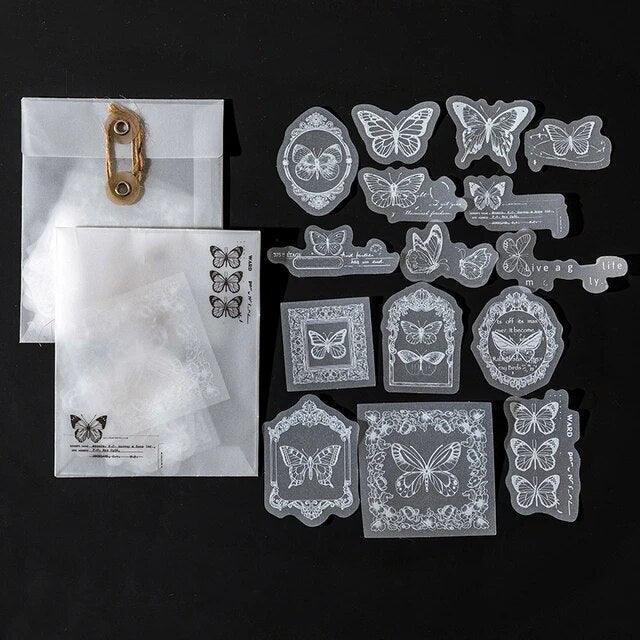 Lace Style White Ink Frame Stickers - Journal Carnival