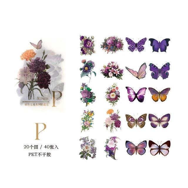 Pet aesthetic butterfly and floral Stickers - Journal Carnival