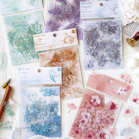 Retro Dense Diary Flower Stickers - Journal Carnival