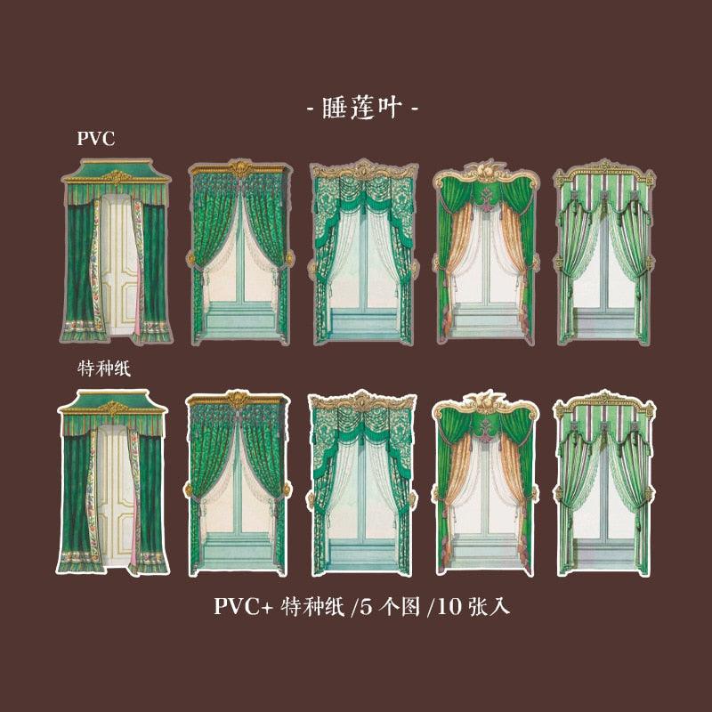 Vintage Curtain literary Handbook Sticker - Journal Carnival