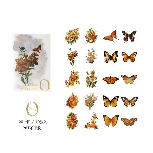 Pet aesthetic butterfly and floral Stickers - Journal Carnival