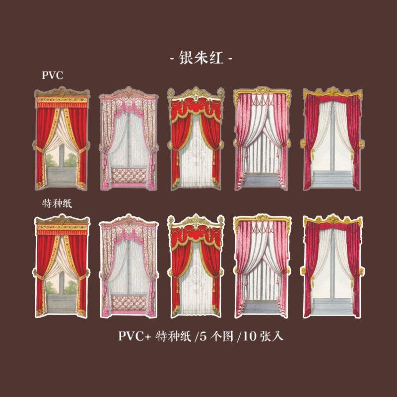 Vintage Curtain literary Handbook Sticker - Journal Carnival