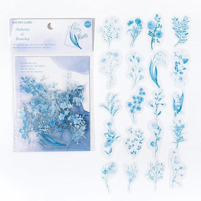 Retro Dense Diary Flower Stickers - Journal Carnival