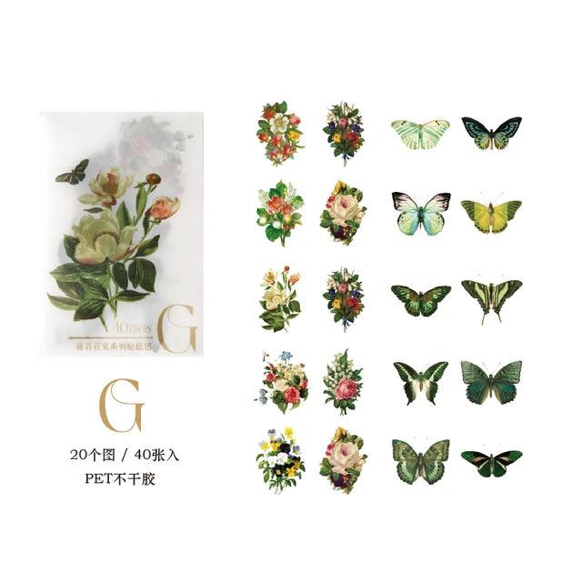 Pet aesthetic butterfly and floral Stickers - Journal Carnival