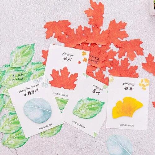 Kawaii Leaf Design Sticky Notes - Journal Carnival