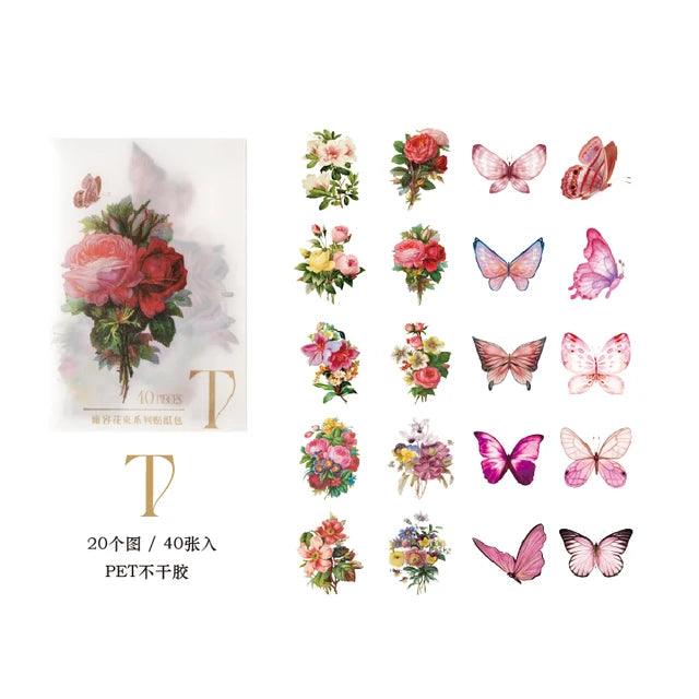 Pet aesthetic butterfly and floral Stickers - Journal Carnival
