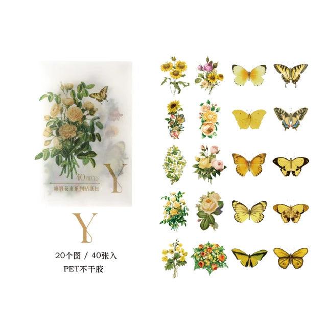 Pet aesthetic butterfly and floral Stickers - Journal Carnival