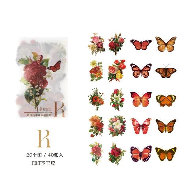 Pet aesthetic butterfly and floral Stickers - Journal Carnival