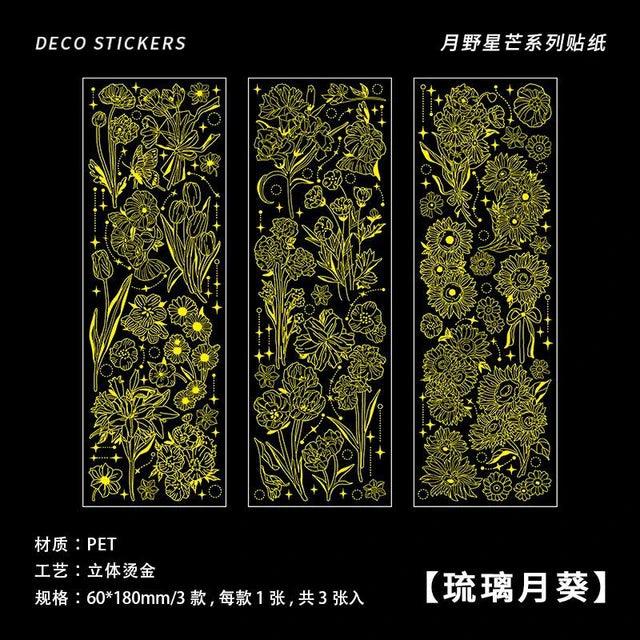 Floral bronzed pet stickers - Journal Carnival