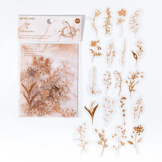 Retro Dense Diary Flower Stickers - Journal Carnival