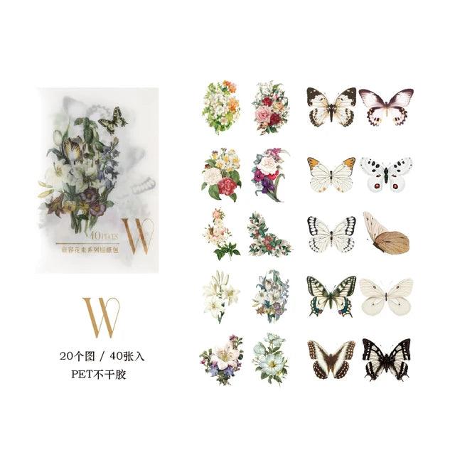Pet aesthetic butterfly and floral Stickers - Journal Carnival