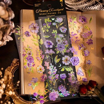 Bronzing Pet Flower stickers - Journal Carnival