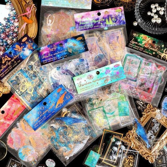 Bronzing white inked Stickers - Journal Carnival