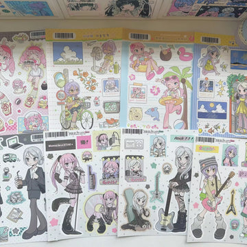 Korean Style Summer Girl Series Anime Sticker Sheet