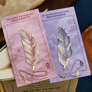 Light Metal Feather Shaped Bookmark