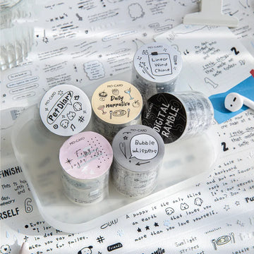 Line Notes Series Kawaii English Text Die cut Pet Tape