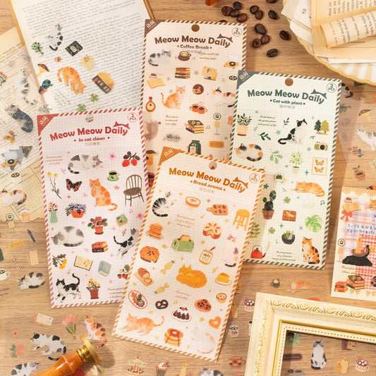Cute Cat handbook Pre Cut Sticker Sheets