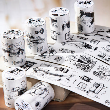 Little Daily Life Series Die Cutting White Kraft Paper Tape