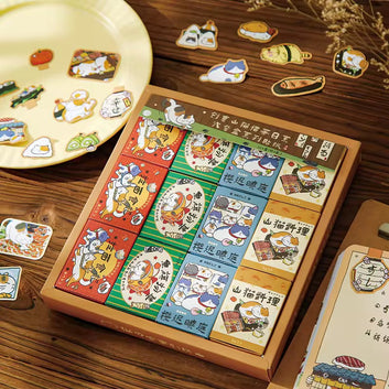 Retro Style Cute Cat Sticker Box