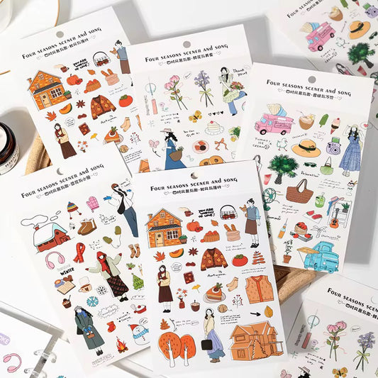 Four Season Scenes snd Songs Series Pre-Cut Sticker Sheet
