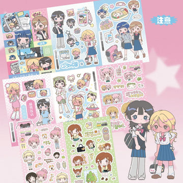 Japanese Shibuya Babes Character Sticker Sheet