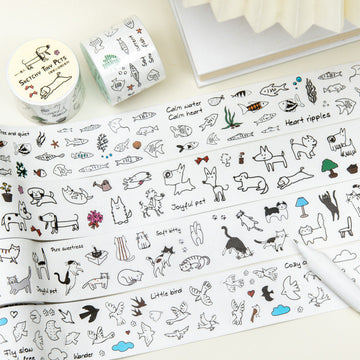 Sketchy Tiny Pets Series Die Cutting Washi Tape