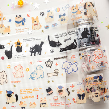 Cat and Dog Diary Series Die cutting Pet Tape