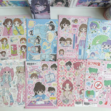 Cute Girl Character Stickers  Sheet