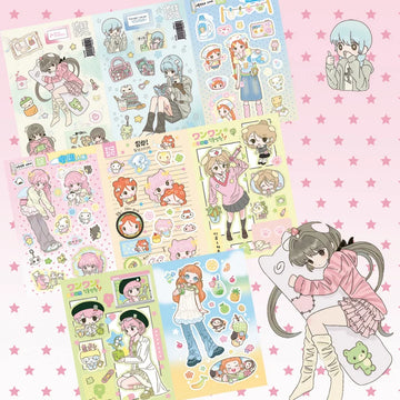 Korean style Cartoon Anime Character sticker sheet