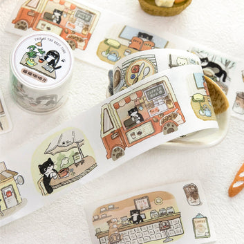 Cat Coffee Shop Series Die Cutting Washi Tape
