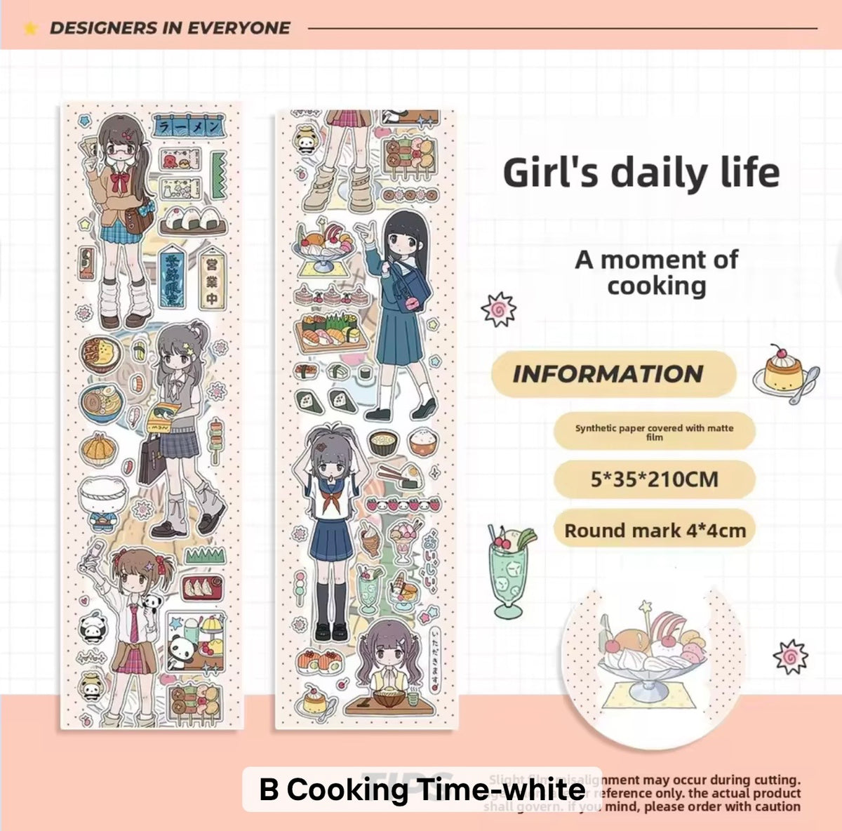 Cute Moe Routine Cute Character Girl's Daily Routine Adhesive Tape
