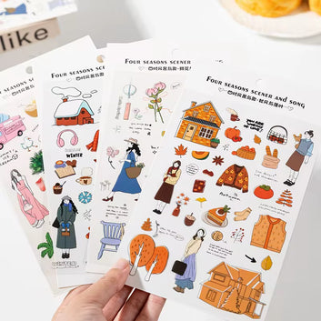 Four Season Scenes snd Songs Series Pre-Cut Sticker Sheet