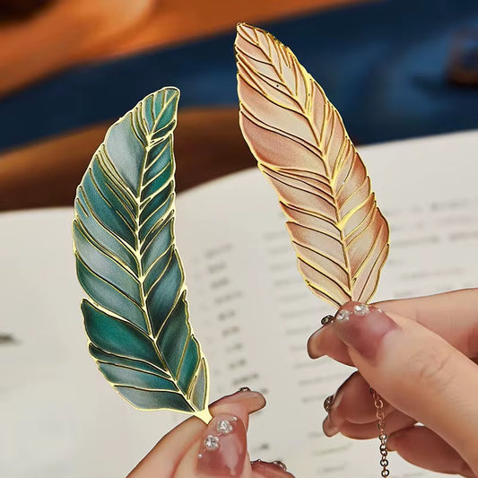 Light Metal Feather Shaped Bookmark