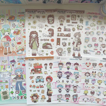 Korean Cute Cartoon Girl Sticker Sheet