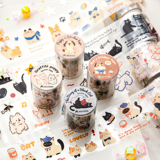 Cat and Dog Diary Series Die cutting Pet Tape