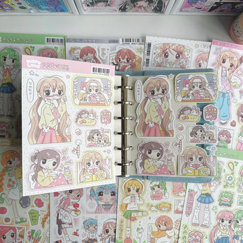 Korean Style Cute Anime Character Sticker Sheet