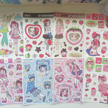 Anime Sweet Girl Cool Series Sticker Sheet