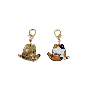 Cute Reading Cat Lobster Clip key Chain