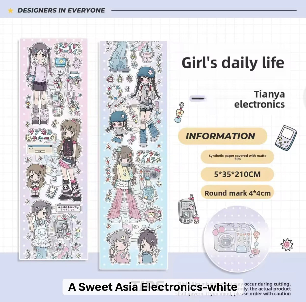 Cute Moe Routine Cute Character Girl's Daily Routine Adhesive Tape