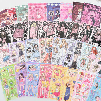 8 Pc Anime Character sticker sheets Set