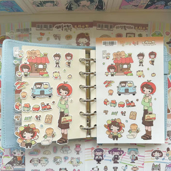 Korean Cute Cartoon Girl Sticker Sheet