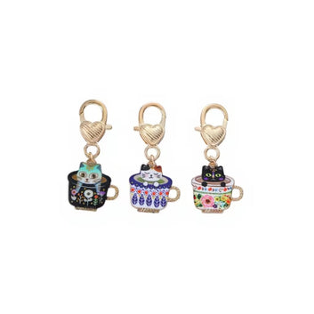 Cat charm with lobster clip mini keychain