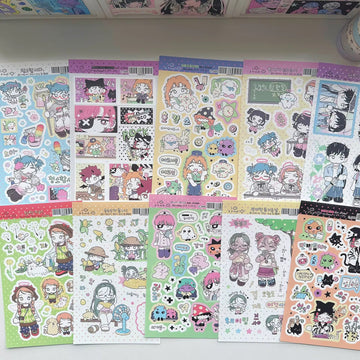 Korean Style Anime Character Sticker Sheet