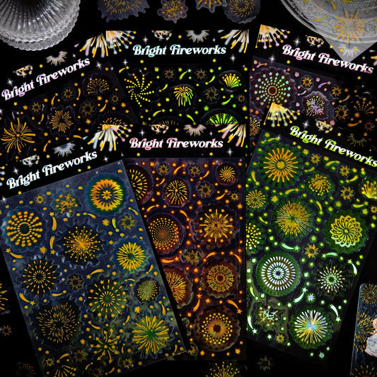Firework Series Hot Stamping Clear Sticker Sheets